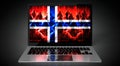 Norway - country flag and hackers on laptop screen Royalty Free Stock Photo