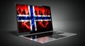 Norway - country flag and hackers on laptop screen Royalty Free Stock Photo