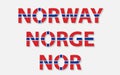 Norway, country name with official flag, vector illustration