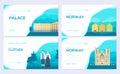 Norway country ornament travel tour concept. Traditional monumentbrochure card set. Template of flyear, web banner, ui