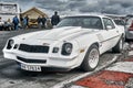 Norway drag racing, white race car side view