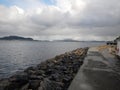 Norway Fjord landscape cloudy grey cold ocean Royalty Free Stock Photo