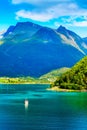 Norway fjord landscape and high mountains Royalty Free Stock Photo