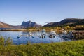 Norway fjord over the blue sea surrounded by a beautiful mountainous scenery Royalty Free Stock Photo