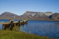 Norway fjord over the blue sea surrounded by a beautiful mountainous scenery Royalty Free Stock Photo