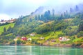 Norway fjord summer village landscape Royalty Free Stock Photo