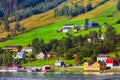 Norway fjord traditional village landscape Royalty Free Stock Photo