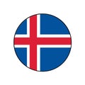 Iceland Circle Flag Blue and Red Icon Set in northern Europe.