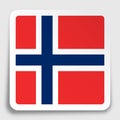 NORWAY flag icon on paper square sticker with shadow. Button for mobile application or web. Vector Royalty Free Stock Photo