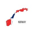 Norway flag map. The flag of the country in the form of borders. Stock vector illustration isolated on white background Royalty Free Stock Photo