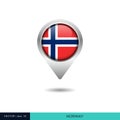 Norway flag map pin vector design template. Royalty Free Stock Photo