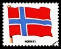 NORWAY FLAG - Postage Stamp isolated on black