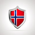 Norway flag projected as a glossy shield on a white background Royalty Free Stock Photo