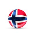 Norway flag projected as a glossy sphere on a white background Royalty Free Stock Photo