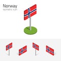 Norway flag, vector set of 3D isometric icons Royalty Free Stock Photo