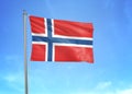 Norway flag waving sky background 3D illustration Royalty Free Stock Photo