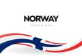 Norway flag, wavy ribbon with colors of Norwegian national flag on white background for Independence Day or national