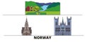 Norway flat landmarks vector illustration. Norway line city with famous travel sights, skyline, design.