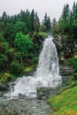 Norway, Hordaland county. Famous Steinsdalsfossen waterfall. Scandinavian nature. Royalty Free Stock Photo
