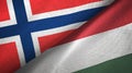 Norway and Hungary two flags textile cloth, fabric texture