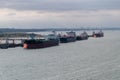 Tankers alongside Fawley refinery on Southampton Water