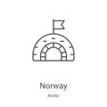 norway icon vector from arctic collection. Thin line norway outline icon vector illustration. Linear symbol for use on web and Royalty Free Stock Photo