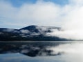 Norway lake in fog