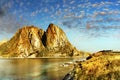 Norway Landscape Coastline Sunset, Lofoten Islands Royalty Free Stock Photo