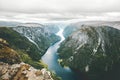 Norway Landscape fjord and mountains aerial view Royalty Free Stock Photo