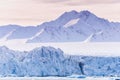 Landscape ice nature of the glacier mountains of Spitsbergen Longyearbyen Svalbard arctic ocean winter polar day sunset sky Royalty Free Stock Photo