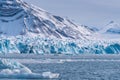 Landscape ice nature of the glacier mountains of Spitsbergen Longyearbyen Svalbard arctic ocean winter polar day sunset sky Royalty Free Stock Photo