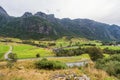 Norway Landscape with Mountain and Farms.