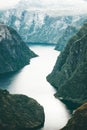 Norway Landscape Mountains Naeroyfjord aerial view Royalty Free Stock Photo