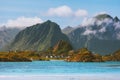 Norway landscape mountains and ocean Royalty Free Stock Photo