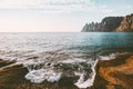 Norway landscape Okshornan peaks mountain and sea Royalty Free Stock Photo