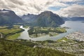 Norway landscape. Romsdal fjord, Rauma river and Romsdal mountains. Andalsnes. Royalty Free Stock Photo