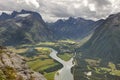 Norway landscape. Romsdal fjord, Rauma river and Romsdal mountains. Andalsnes.