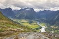 Norway landscape. Romsdal fjord, Rauma river and Romsdal mountains. Andalsnes. Royalty Free Stock Photo