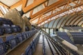 Interior of the Olympic Stadium with wooden structures. Hakons Hall