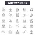 Norway line icons, signs, vector set, outline illustration concept