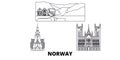 Norway line travel skyline set. Norway outline city vector illustration, symbol, travel sights, landmarks.