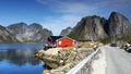 Norway Lofoten Fjord, Arctic Mountains Landscape Royalty Free Stock Photo