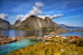 Norway Lofoten Fjord, Arctic Mountains Landscape Royalty Free Stock Photo