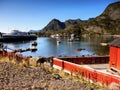 Norway Lofoten Fjord, Arctic Mountains Landscape Royalty Free Stock Photo