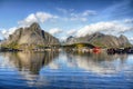 Norway, Lofoten Islands, Coast Landscape Mountains Fjords Royalty Free Stock Photo