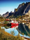 Norway, Lofoten Islands, Coast Landscape Mountains Fjords Royalty Free Stock Photo