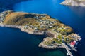 Norway Lofoten Islands mountain landscape aerial view scene Royalty Free Stock Photo