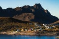 Norway Lofoten Islands mountain landscape aerial view scene Royalty Free Stock Photo