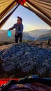 Norway - A man bringing the water to the tent