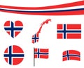 Norway Flag Map Ribbon And Heart Icons Vector Illustration Royalty Free Stock Photo